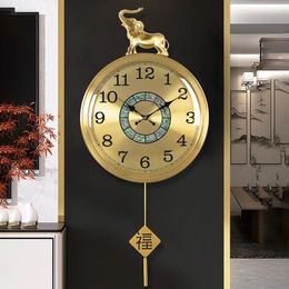 Horloges murales Vintage horloge de luxe silencieux numérique métal rond doré mode Reloj Pared Decorativo articles de décoration de la maison