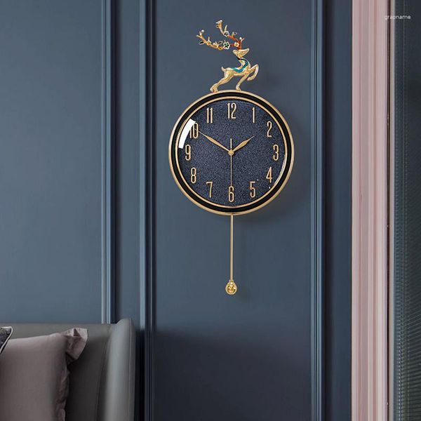 Relojes de Pared Vintage estilo nórdico Reloj dormitorio oro péndulo Metal diseño manos Industrial Mecanismo Reloj Pared decoración del hogar