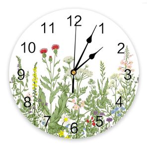 Horloges murales Vintage plante horloge silencieuse mode salon montre moderne décoration de la maison ronde