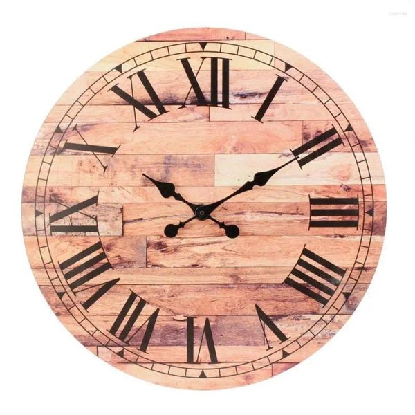 Relojes de pared Vintage Romano Numeral Reloj de madera 23.5 