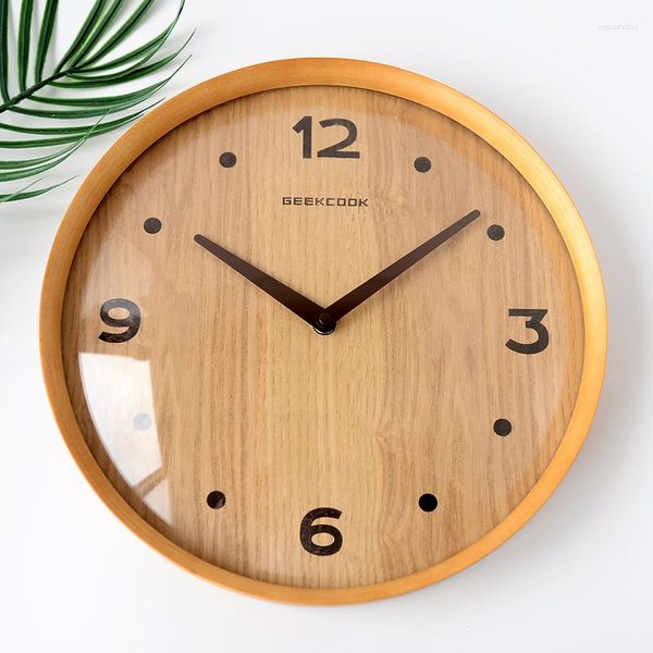 Relojes de pared Reloj de madera vintage Moderno Simple Silencioso Digital Lujo Estético Dormitorio Sala Despertador