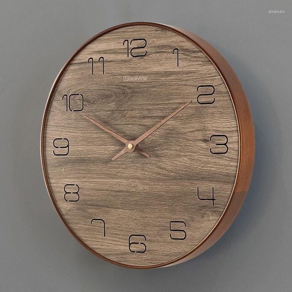 Relojes de Pared, Reloj de baño de madera Vintage, calendario de habitación de cama con batería, Reloj redondo personalizado para adolescentes, decoración de Pared