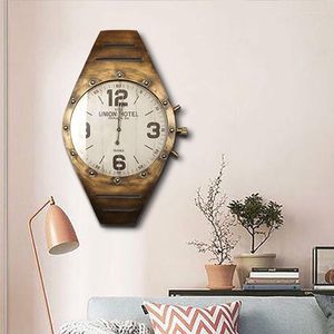 Horloges Murales Vintage Montre-Bracelet Rétro Design Créatif Horloge Ornement Décoratif Style Industriel Métal