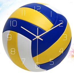 Relojes de pared Reloj de voleibol Mute Decoración deportiva colgante para la oficina en casa Cafetería Sala de guardería (sin baterías)