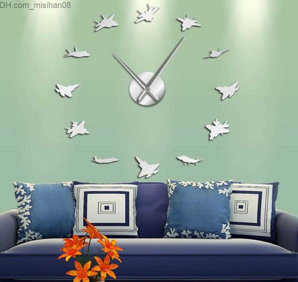 Horloges murales Corloges murales 12 Plan de guerre Diy Giant Corloge Aviation grande montre Art Military Aircraft Decor Stickers Battle Planes Airplanes3738551 Z230706