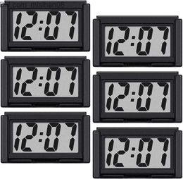 Horloges Murales Horloges Murales 6pcs Mini Horloge De Voiture Auto Camion Tableau De Bord Temps Pratique Durable Auto-Adhésif Support Véhicule Électronique Numérique Pour Z230705