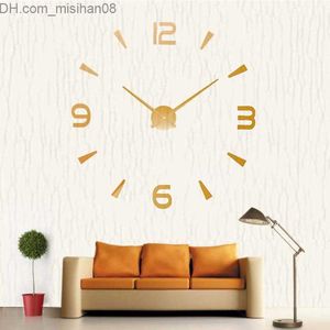 Horloges murales Horloges murales Miroir acrylique Horloge numérique créative Mode 3D Poste simple sans batterie Z230705