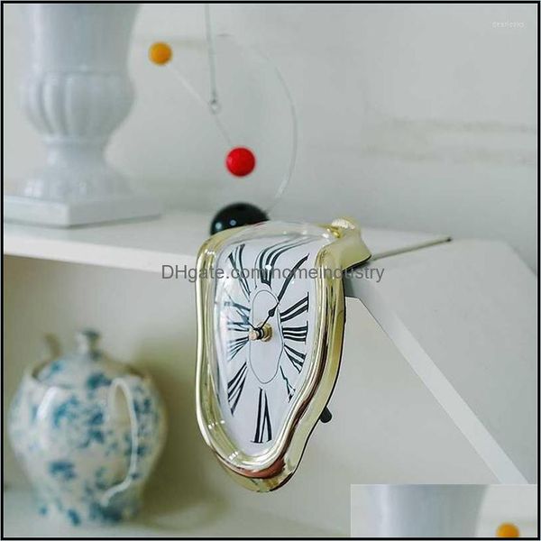 Horloges murales Horloges murales Creative Melting Time Warp Horloge Chiffre romain Livre Étagère Bureau Décoratif Cadeau Suspendu Art Design Style Distor Dhiqi