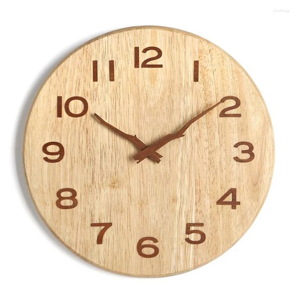 Relojes de pared Reloj Reloj Diseño moderno Cocina Vintage Madera Marco silenciado Hogar Klok Venta 2023 Productos 56