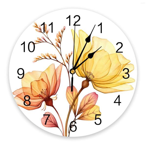 Horloges murales aquarelle fleurs jaune décor à la maison moderne cuisine chambre chambre salon horloge