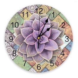 Horloges murales aquarelle succulente Mandala 3D horloge Design moderne salon décoration cuisine Art montre décor à la maison