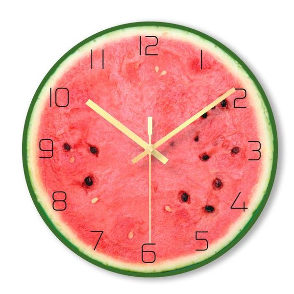 Horloges murales Pastèque Horloge Design De Mode Fruits Tomate Kiwi 6 Style Salon Décoration Individuelle Chambre E11673