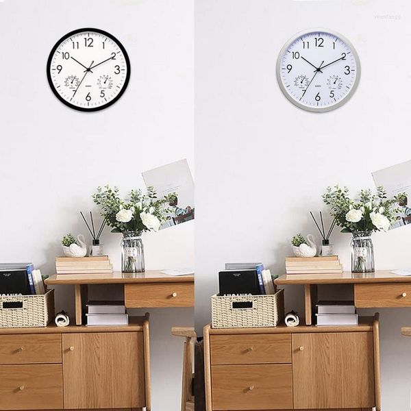 Horloges murales horloge étanche avec hygromètre intérieur extérieur mural classique pour la décoration de bureau d'école à la maison