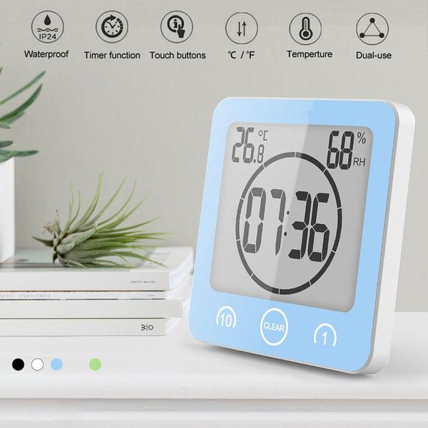 Relojes de pared Reloj de baño digital a prueba de agua Temperatura Humedad Cuenta regresiva Función de tiempo Lavado Ducha Temporizador colgante