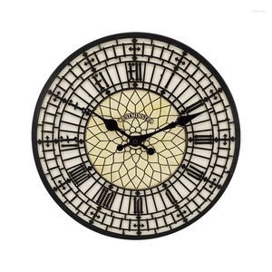 Relojes de pared a prueba de agua, reloj con números romanos, creativo, redondo, de resina, grande, fácil de leer, transparente, resistente a la intemperie, para Patio, cocina