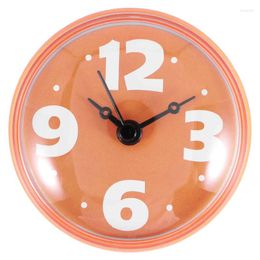 Horloge Murale Horloge De Douche Étanche Diamètre Du Visage Rond 7Cm Ventouse Chiffres Arabes Cadran Grand Affichage Pour La Cuisine (Orange)