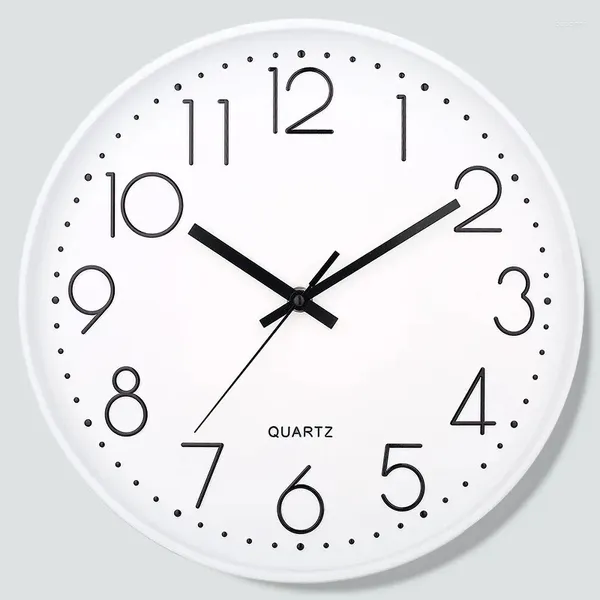 Horloges murales blanc 12 pouces horloge minimaliste moderne salon silencieux décoration de la maison