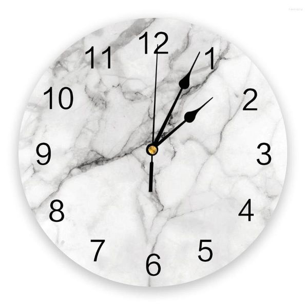 Horloges murales horloge de salon en marbre blanc décoration ronde maison chambre décoration de cuisine