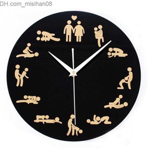Relojes de pared Venta al por mayor-2016 Nuevo reloj moderno Novedad Reloj de pared silencioso para amantes de la boda Cultura sexual Relojes de pared Decoración para el hogar Z230707
