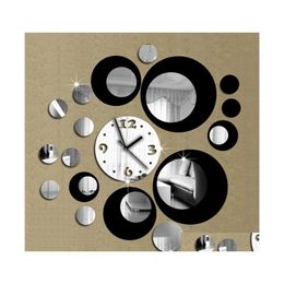 Horloges murales en gros Design moderne bricolage 3D miroir horloge autocollant amovible montre Art bureau à domicile décor livraison directe jardin Dh23Z