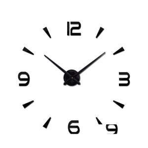 Relojes de pared Venta al por mayor Reloj vintage Diseño moderno Gran Diy Acrílico Horloge Murale Reloj de cuarzo Pegatinas 3D Breve sala de estar Drop D Dhowp