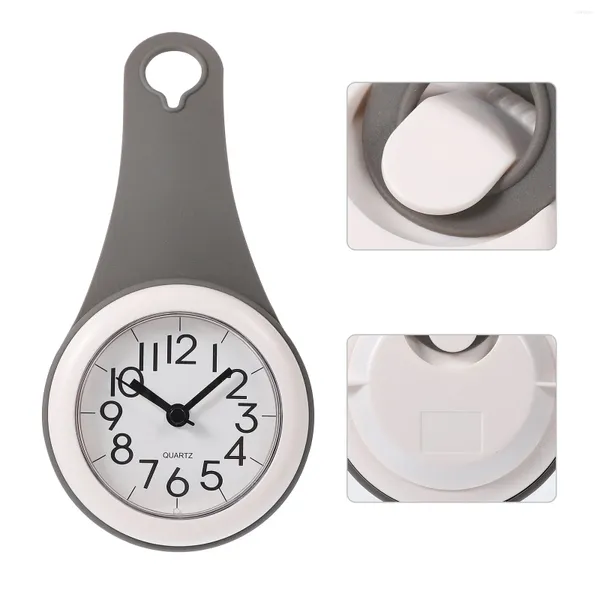 Horloges murales avec ventouse, horloge de salle de bain, porte-serviettes, petite douche étanche en plastique