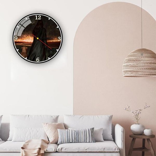 Horloges murales avec deux chiens sur Doomsday horloge acrylique créative Art nordique mouvement à Quartz décoration lumineuse de la maison
