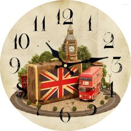 Wandklokken WONZOM Rode Auto Big Ben Ontwerp Klok Voor Home Decor Art Grote Horloge Geen Tikkend Geluid Creatieve Decoratie