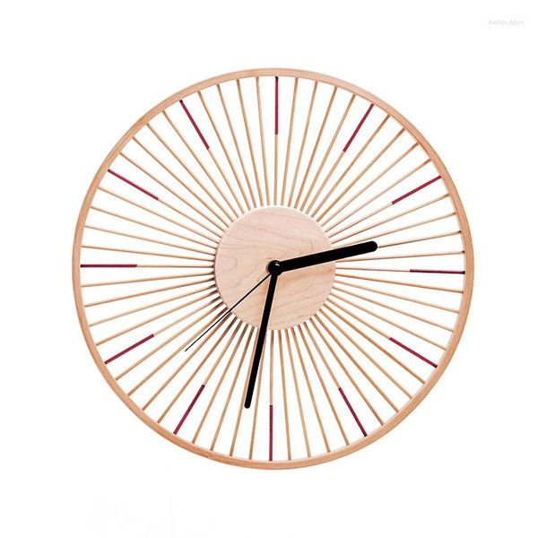 Relojes de pared Reloj de madera Diseño moderno Lujo Japonés Gran decoración para el hogar Relojes silenciosos Hecho a mano Decoración de la sala de estar Regalo