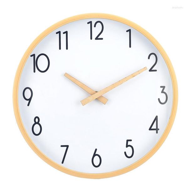 Horloges murales bois couleur cadre matière plastique moderne mode décor horloge ronde cuisine salon bureau El suspendu minuterie muet