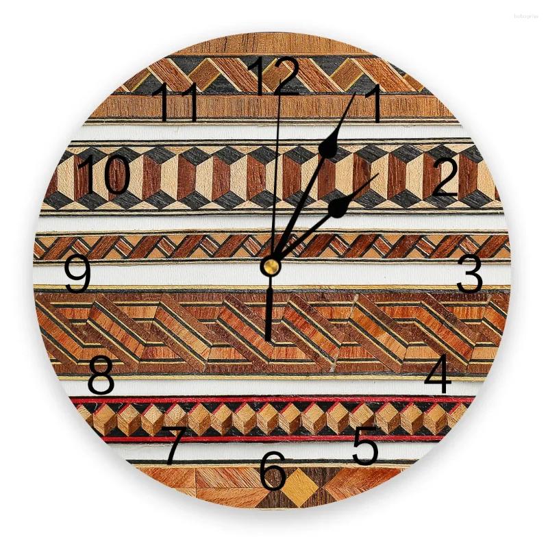 Horloges murales en bois rétro d'horloge géométrique moderne conception de salon décoration de cuisine