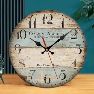 Horloges Murales Grain De Bois Vintage Chiffres Romains Horloge Murale Style Toscan Quartz Horloge Murale Salon Cuisine Chambre Creative Décoration Cadeau 220909