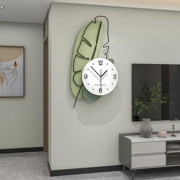 Relojes de Pared Cocina de madera Reloj moderno Dormitorio colgante Nórdico Silencioso Minimalista Diseño de metal Cuarzo Reloj Pared Decoración para el hogar