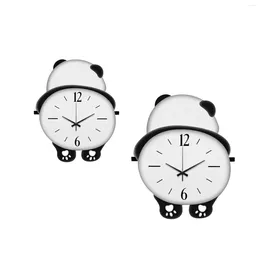 Horloges murales Bois Panda Horloge Art Décor À Piles Suspendu Mignon Pour Ferme Polyvalent