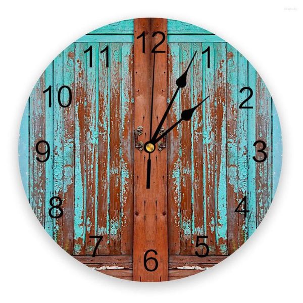 Relojes de pared con textura de madera, reloj redondo para puerta, colgante acrílico, tiempo silencioso, decoración Interior para el hogar, dormitorio, sala de estar, decoración de oficina