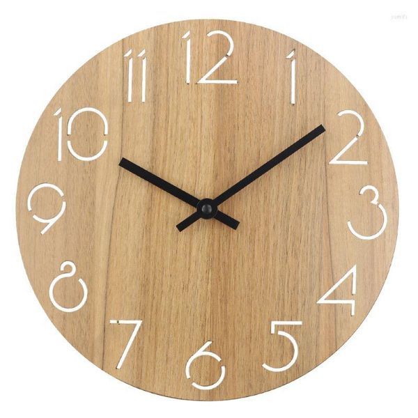Relojes de pared Reloj de madera Reloj decorativo digital europeo Decoración de sala de estar Estilo americano