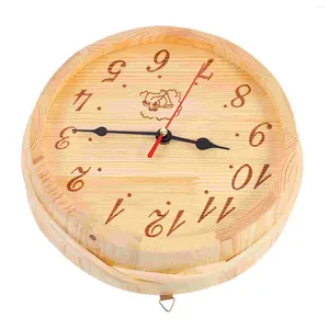 Wandklokken Houten Klok Sauna Hangend Handleiding 22.3X22.3cm Stoomkamer Apparatuur Decoratieve Timer Lichtbruin