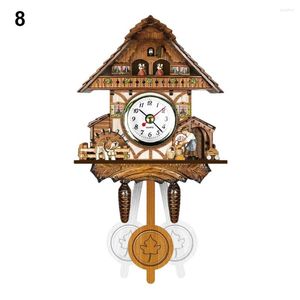 Horloges murales en bois coucou horloge oiseau temps cloche balançoire alarme montre maison art décor SCVD889