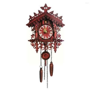 Horloges murales en bois coucou suspendu horloge moderne forêt noire sculpté à la main décoration salon maison bureau bois Q9d5