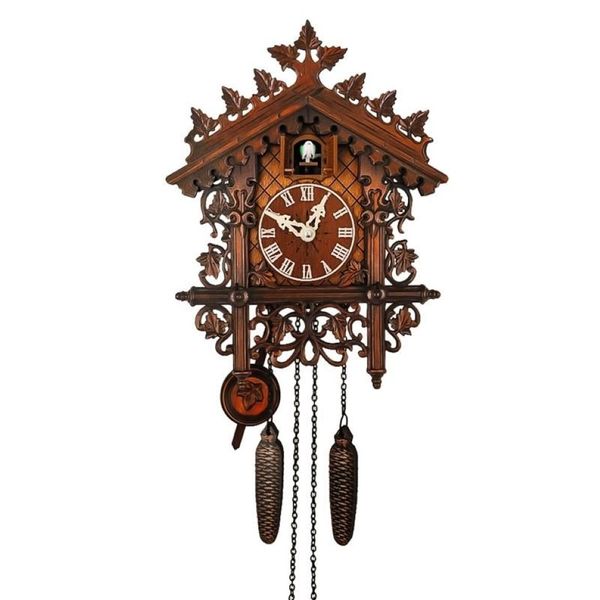 Horloges murales en bois horloge suspendue oiseau alarme coucou pour la maison chambre d'enfant décoration321a