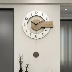 Wandklokken houten slinger klok Japans gratis verzending witte esthetische horloge unieke klassieke reloj de pared woonkamer decoratie