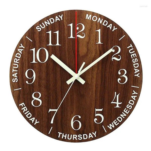 Relojes de pared redondos de madera, reloj artesanal grande, amante, pegatina grande nórdica, decoración moderna personalizada para sala de estar