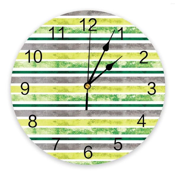 Horloges murales jaune-vert aquarelle dégradé chambre horloge grande cuisine moderne salle à manger ronde salon montre décor à la maison