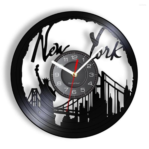 Horloges murales York NY Brooklyn Bridge Art Vintage Record USA Cityscape Travel Gift Decorative
