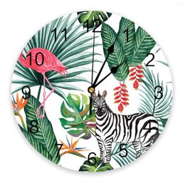 Horloges murales zèbre flamant rose plante tropicale Jungle horloge Design moderne salon décor maison Decore numérique