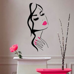 Muurtattoo Schoonheidssalon Manicure Nagelsalon Hand Meisje Gezicht Vinyl Sticker Home Decor Kapper Kapsel Muur Sticker225K