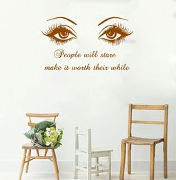 Autocollant mural Black Eye cils en vinyle autocollants cils sourcils Brows Beauty Salon Sticker Wall Citation Girl Room Home Decor9046900