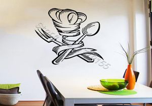 Autocollant cuisine autocollants muraux modernes affiche de fenêtre à fourchette fourche motif autocollants muraux chef de gamme de décalage 2519854