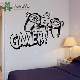 Calcomanía de pared videojuegos BoysGamer Gaming Joysticks decoración del hogar Mural arte adolescente niños dormitorio decoración pared pegatina NY-92279P