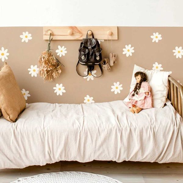 Decoración de la pared 23pcs/set blancos grandes flores de margarita pegatinas de pared para niños calcomanías de pared de la pared del bebé habitación decorativa de arte de pared extraíble D240528